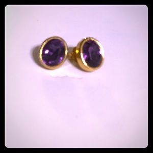 Faux Amethyst Goldtone Earrings